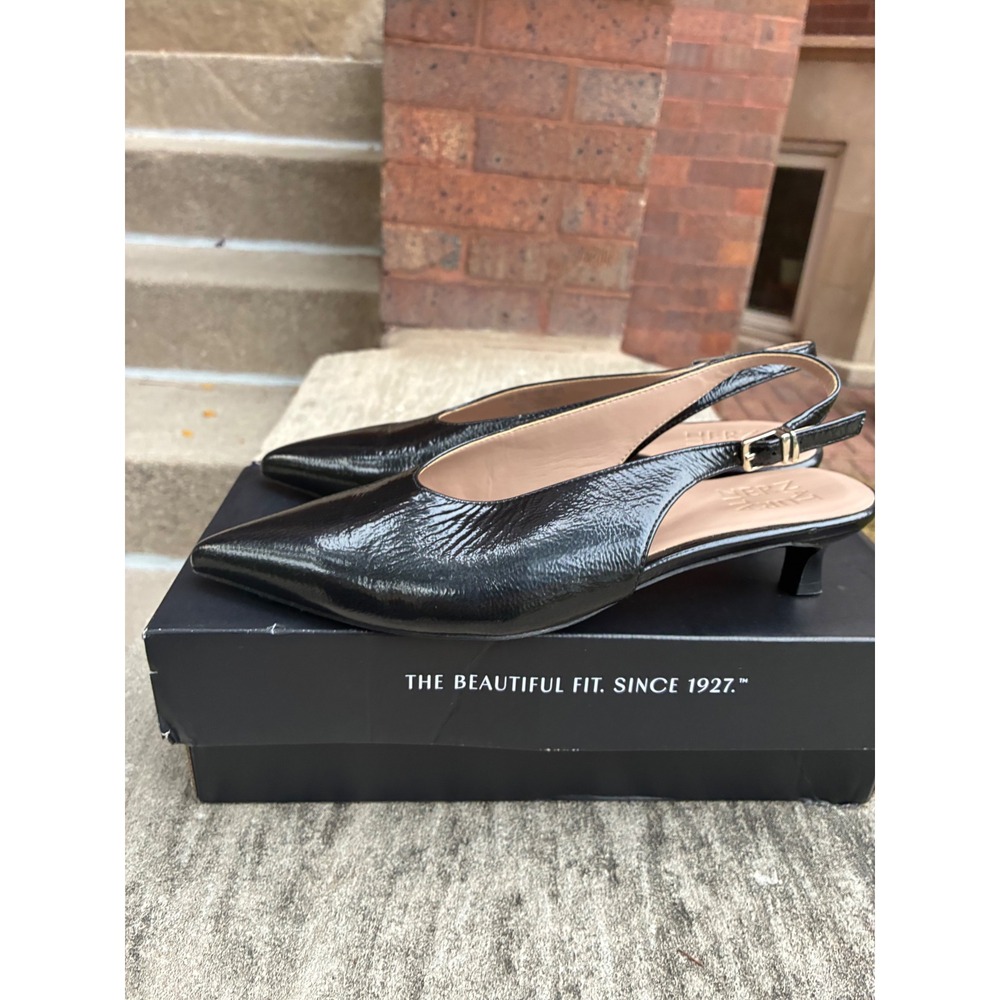 Naturalizer Nicolette Black Pointed Toe Kitten Heel Slingback Pump Womens 7 M